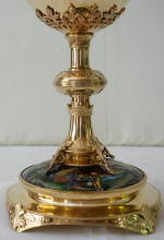 Solid silver gilt antique French Romanesque Chalice.